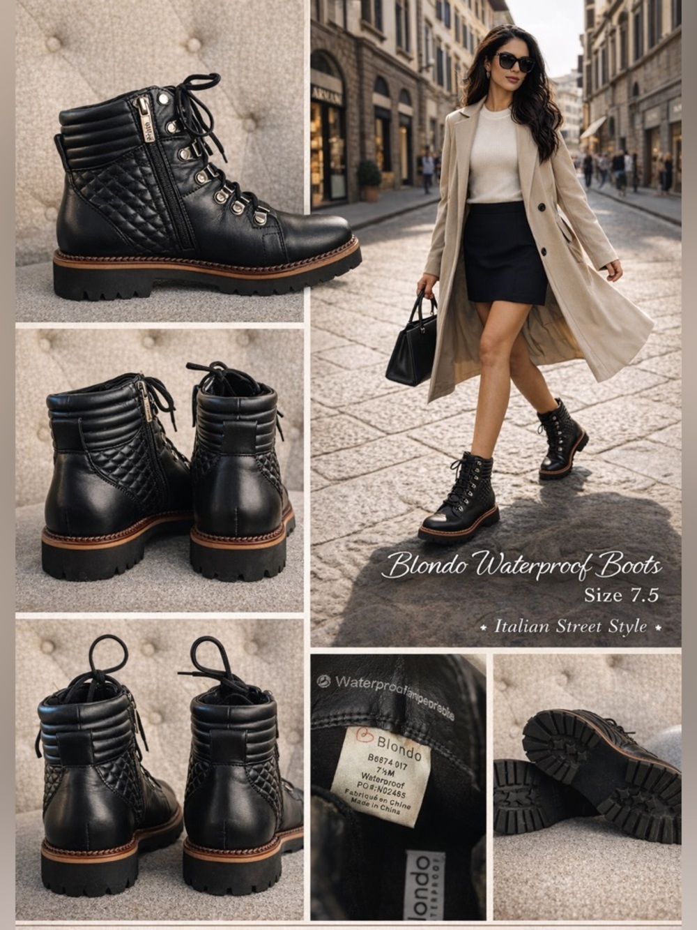 Blondo Quilted Combat Boots 7.5 Waterproof
